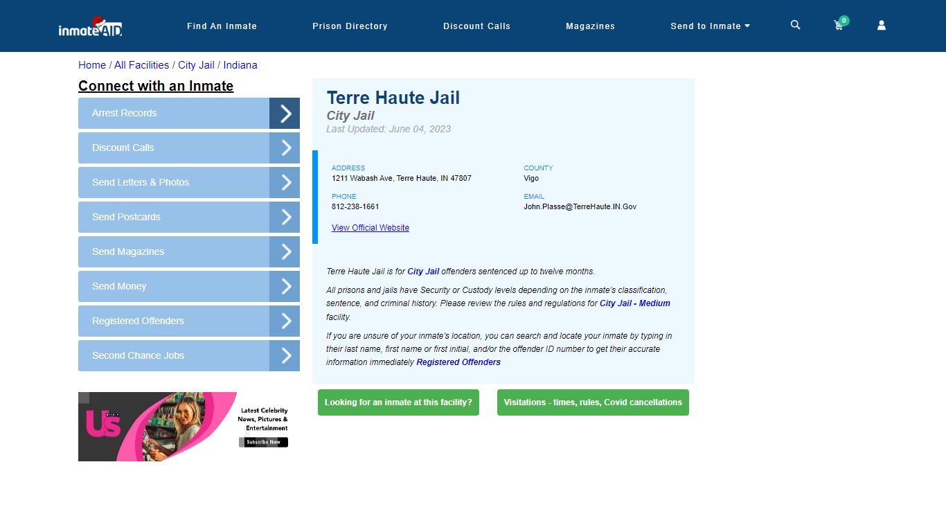 Terre Haute Jail | Inmate Locator